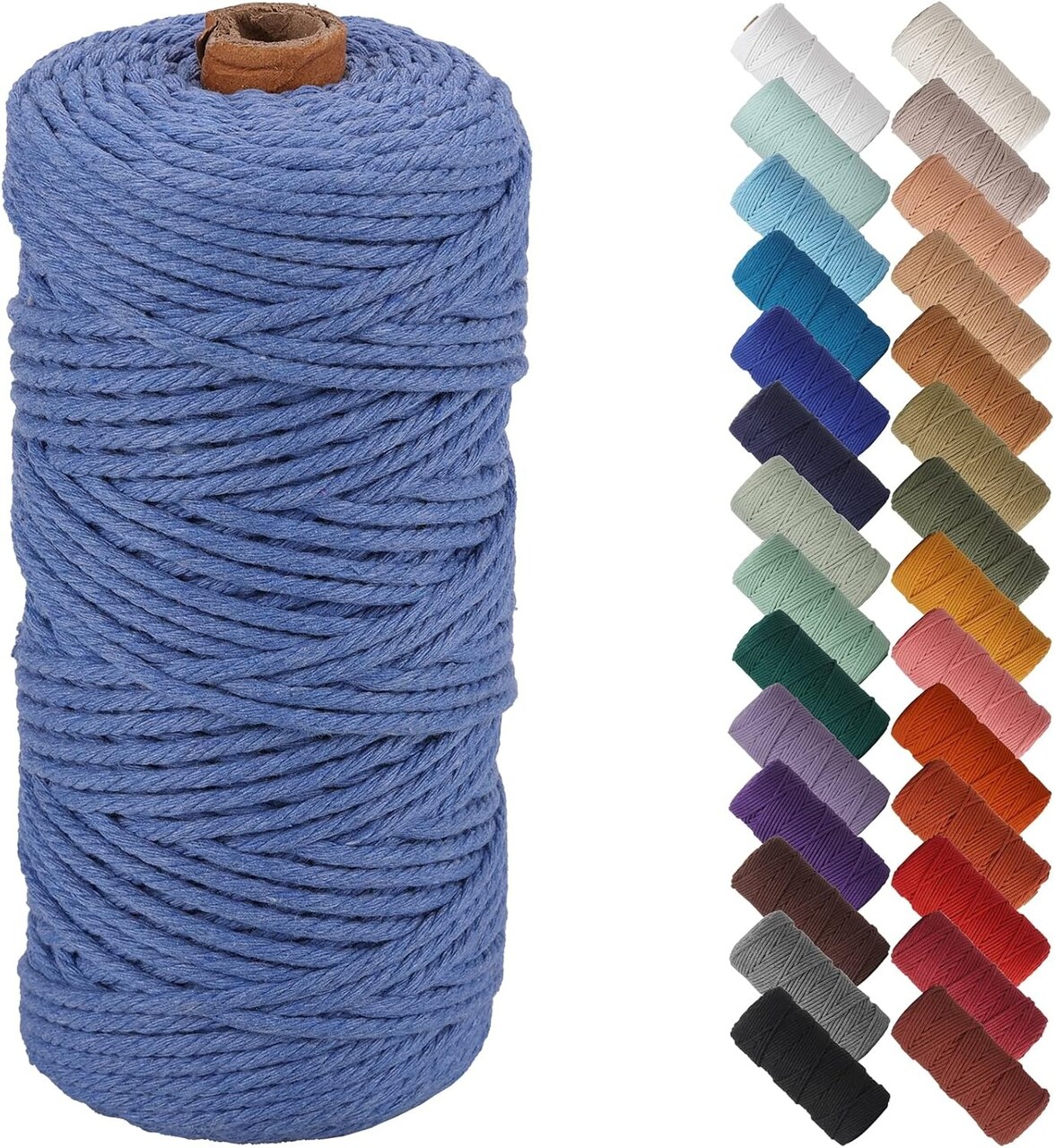 3mm x 109 Yards Natural Macrame Cord, Beige Cotton Rope for Wall Hangings, Plant Hangers, DIY Crafts & Knitting
